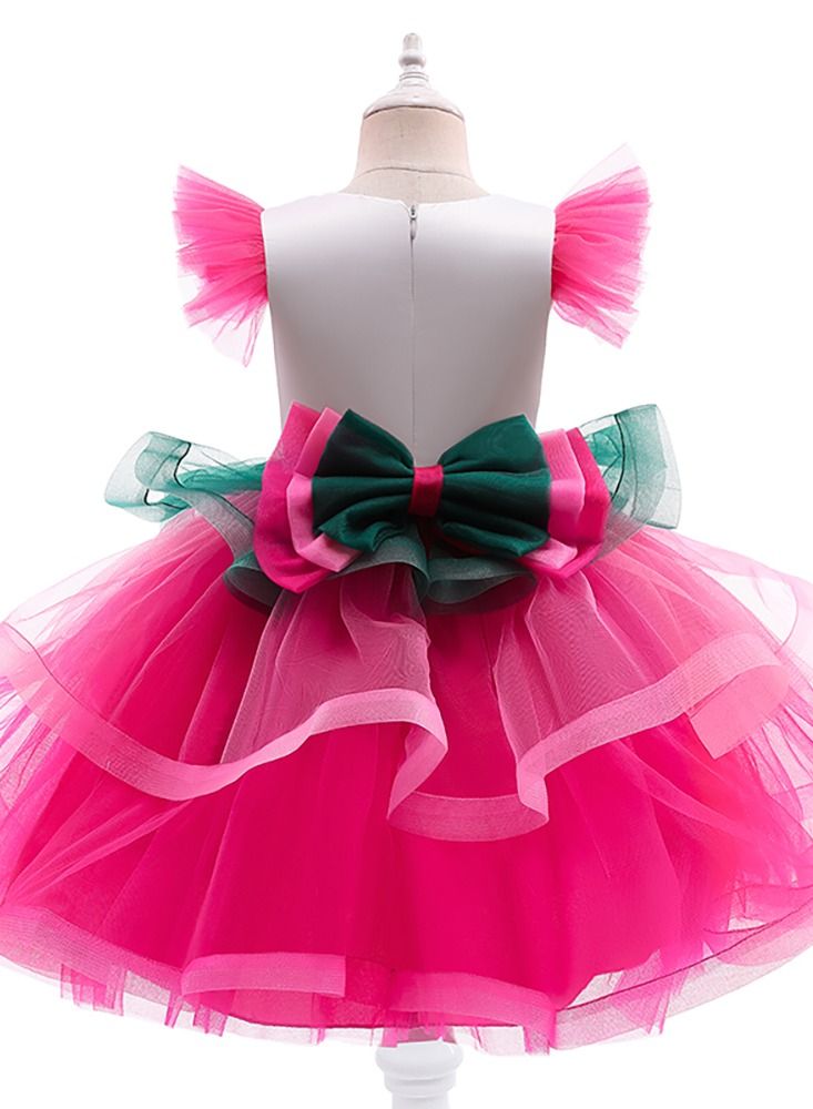 Loquat Flamingo Fashion Girl Sleeveless Mesh Princess Dress  - Image 2
