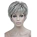 Aimole Short Layered Body Wave Wigs Synthetic Women's Wig Full Hair (48T Gray with Dark Root) - Image 2