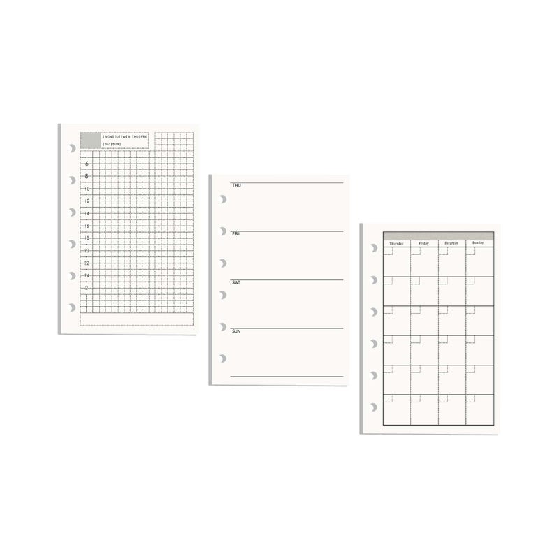AxeWoodz A7 Refill Paper 3 Pack Undated Daily, Weekly, Monthly Binder Inserts 6-Hole Punched Filler Paper for Planner, 135 Sheets/270 Pages Refillable - Image 1