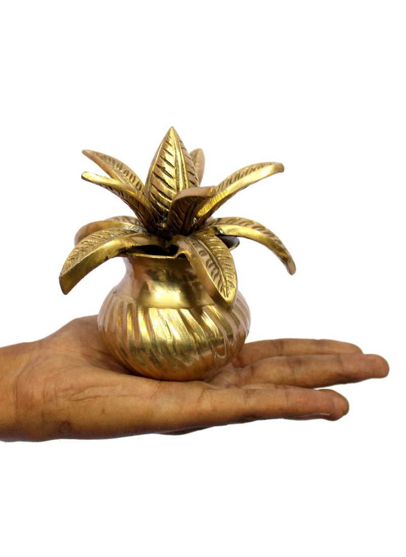 ESPLANADE ESPLANADE Brass Kalash Kalasha with Coconut Shriphal Leaves for Temple Attire Decorative Items Home Decor Golden 575 Inches  - Image 5