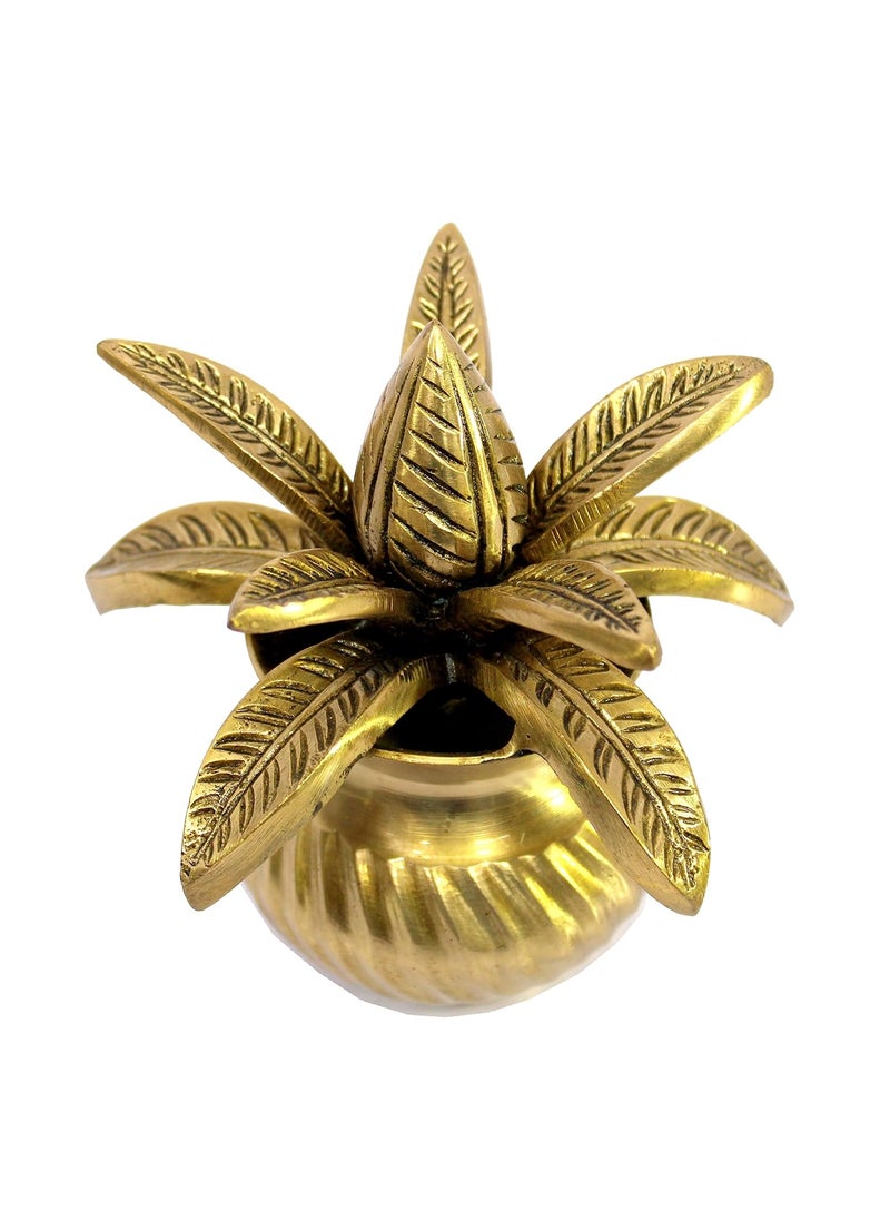 ESPLANADE ESPLANADE Brass Kalash Kalasha with Coconut Shriphal Leaves for Temple Attire Decorative Items Home Decor Golden 575 Inches  - Image 3