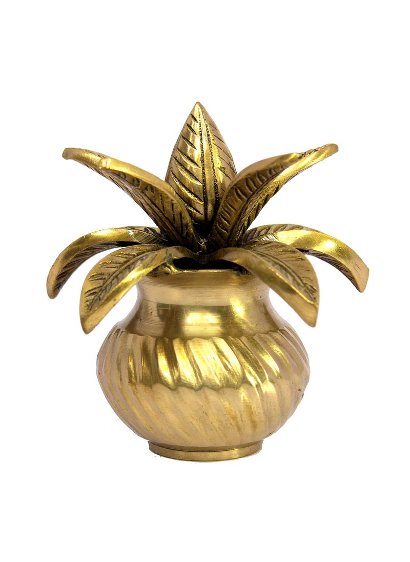 ESPLANADE ESPLANADE Brass Kalash Kalasha with Coconut Shriphal Leaves for Temple Attire Decorative Items Home Decor Golden 575 Inches  - Image 1