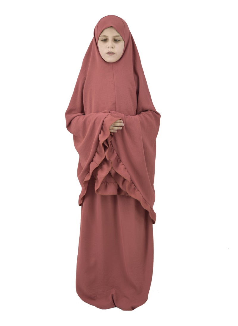 DAMAS COLLECTION - Two Piece Islamic prayer dress for girls kids and women -Prayer Clothes for girls and Muslim Women-Prayer Abaya For women and girls kids- Umrah essentials for women -Prayer dress women - Image 1