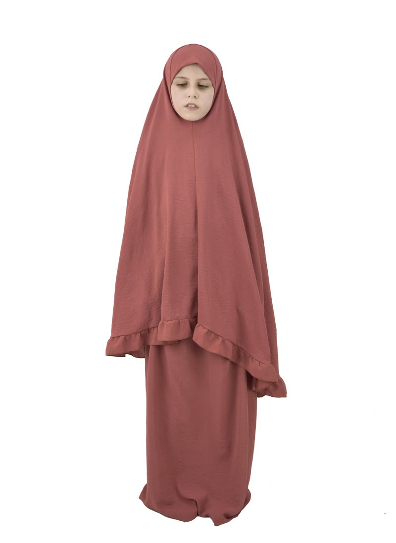 DAMAS COLLECTION - Two Piece Islamic prayer dress for girls kids and women -Prayer Clothes for girls and Muslim Women-Prayer Abaya For women and girls kids- Umrah essentials for women -Prayer dress women - Image 1