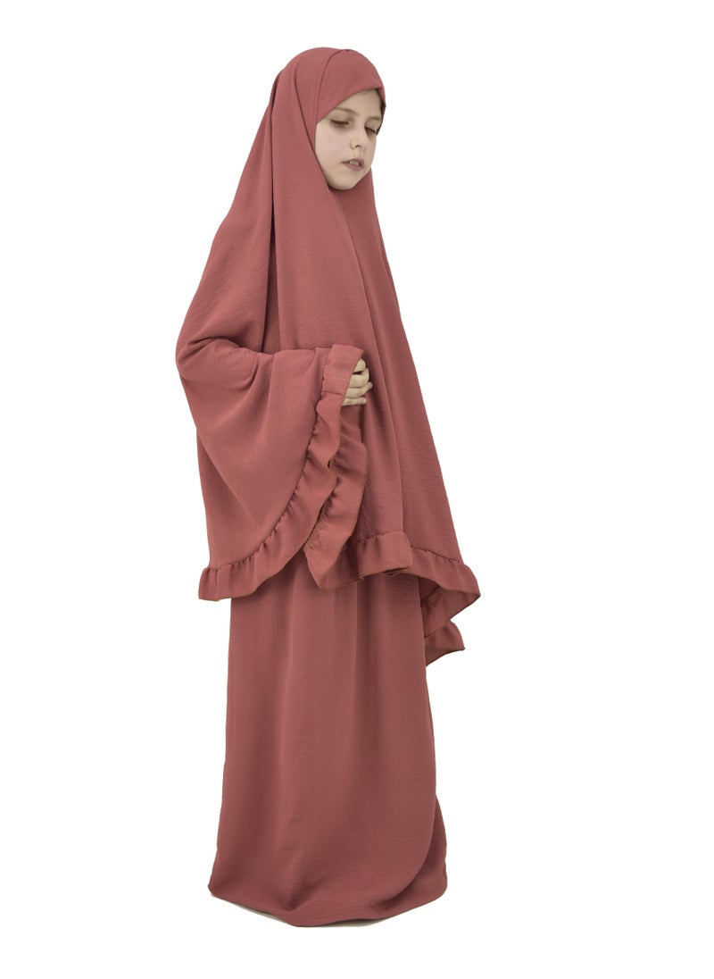 DAMAS COLLECTION - Two Piece Islamic prayer dress for girls kids and women -Prayer Clothes for girls and Muslim Women-Prayer Abaya For women and girls kids- Umrah essentials for women -Prayer dress women - Image 1