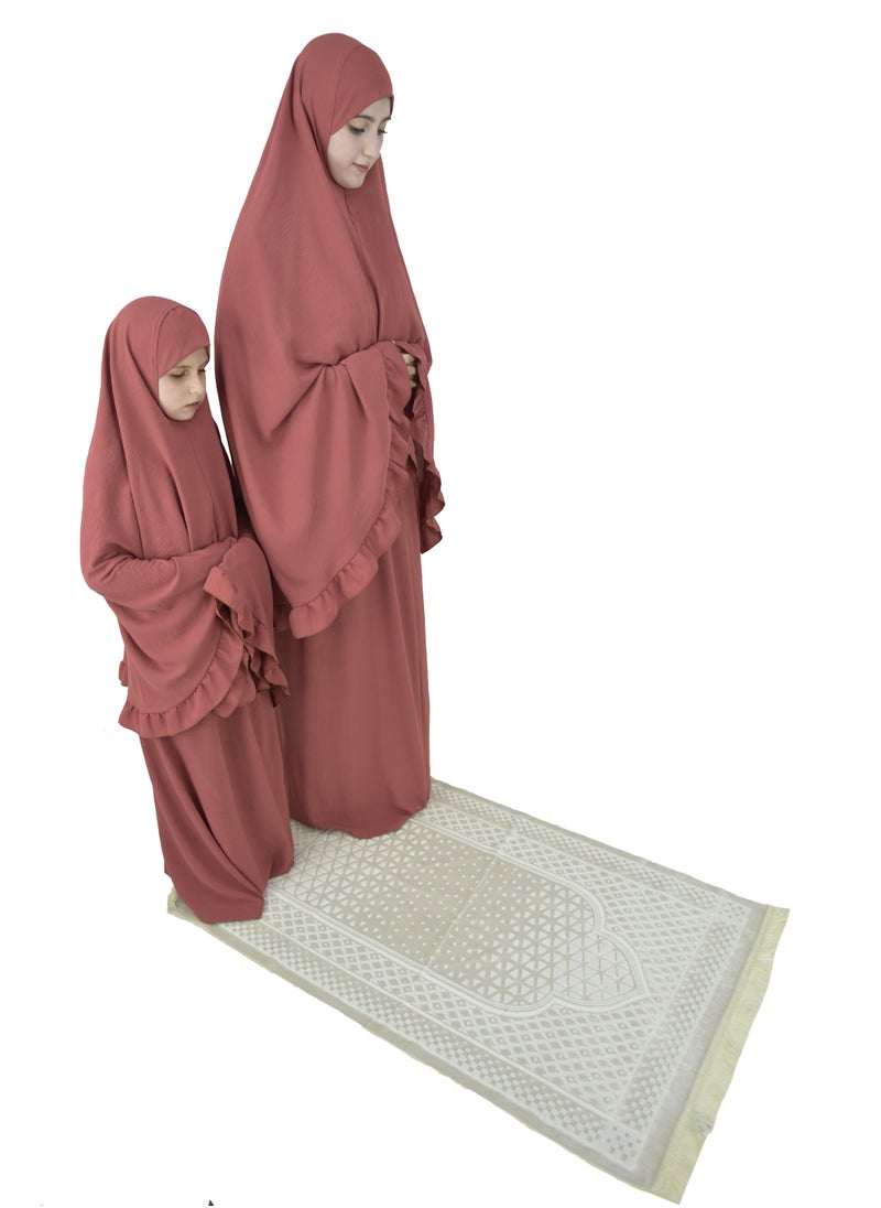 DAMAS COLLECTION - Two Piece Islamic prayer dress for girls kids and women -Prayer Clothes for girls and Muslim Women-Prayer Abaya For women and girls kids- Umrah essentials for women -Prayer dress women - Image 1