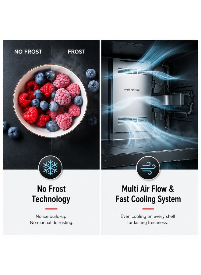HOOVER 326L No Frost Refrigerator, Dual Inverter Compressor, Reversible Door, Glass Shelves 1 Year Manufacturer & 10-Year Warranty on Inverter Compressor 50/60 Hz INox Finish - HTR-M326-S 326 L 2000 W HTR-M326-S Grey - Image 4