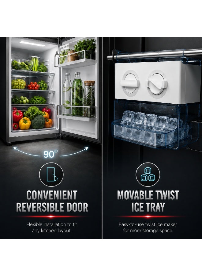HOOVER 326L No Frost Refrigerator, Dual Inverter Compressor, Reversible Door, Glass Shelves 1 Year Manufacturer & 10-Year Warranty on Inverter Compressor 50/60 Hz INox Finish - HTR-M326-S 326 L 2000 W HTR-M326-S Grey - Image 3