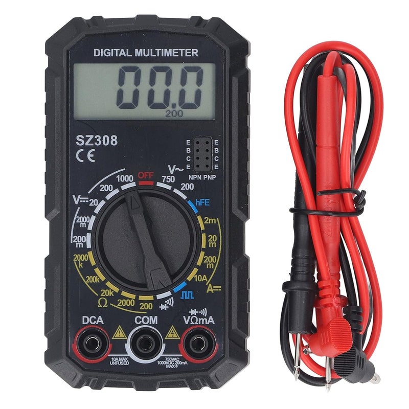 ABS Material Digital Multimeter Portable Mini AC DC Voltmeter - Multifunctional Voltage Current and Resistance Tester - Includes Testing Probes and Clear Display - Image 1