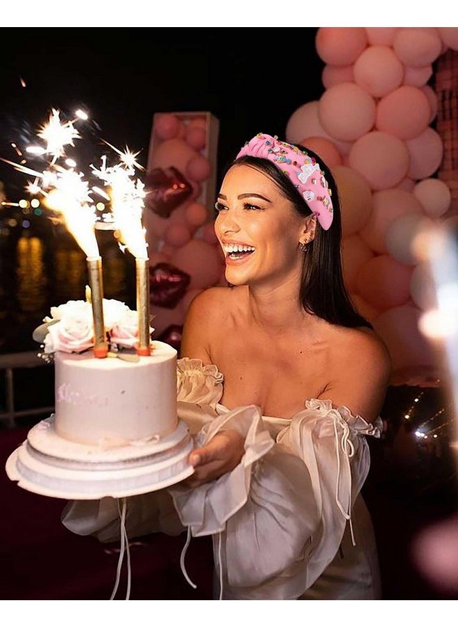 null - عصابة رأس عيد الميلاد للنساء مرصعة بالخرز It'S My Birthday عصابة رأس مزينة بأحجار الراين والكريستال وعقدة علوية وإكسسوارات شعر على شكل تاج عيد الميلاد وديكورات الحفلات والهدايا (وردي 2) - Image 1