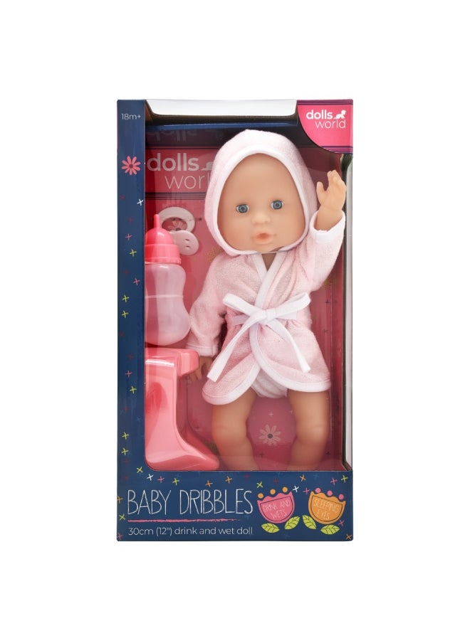 dolls world Baby Dribbles 12 inch Deluxe Drink and With et Doll from Peterkin gift for kids of Age above 18 months  - Image 1