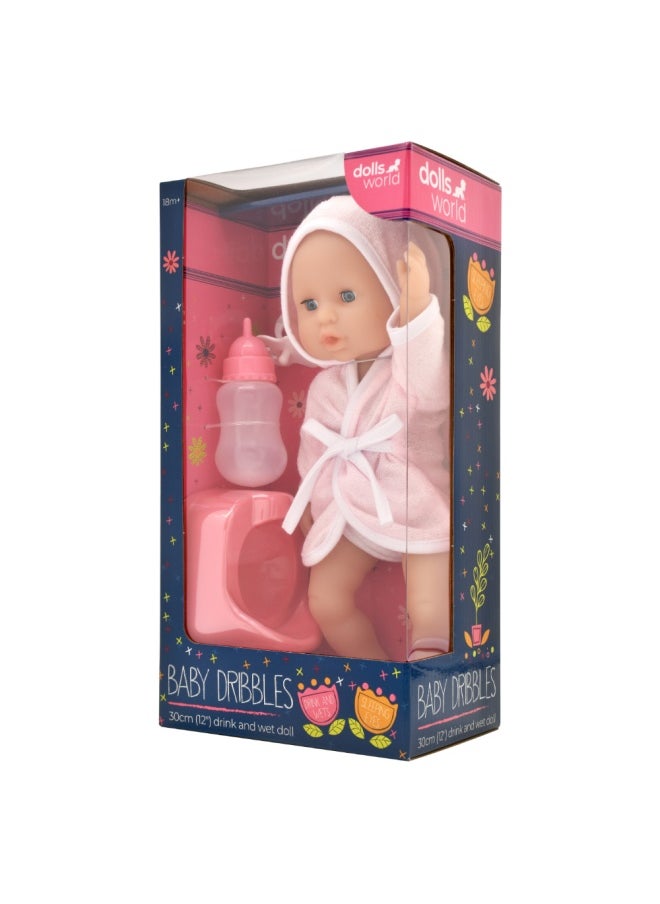 dolls world Baby Dribbles 12 inch Deluxe Drink and With et Doll from Peterkin gift for kids of Age above 18 months  - Image 2