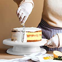 Magnusdeal 11 Inch Rotating Cake Turntable, Turns Smoothly Revolving Cake Stand Cake Decorating Kit Display Stand Baking Tools Accessories Supplies for Cookies Cupcake (White) - Image 4