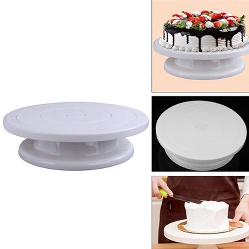 Magnusdeal 11 Inch Rotating Cake Turntable, Turns Smoothly Revolving Cake Stand Cake Decorating Kit Display Stand Baking Tools Accessories Supplies for Cookies Cupcake (White) - Image 2