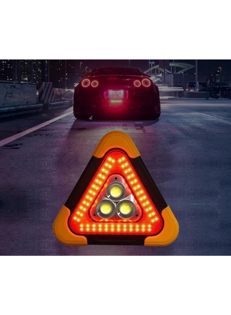 العييجة مثلث طوارئ إلكتروني للسيارة، قطعة واحدة، مزود بأضواء LED قابلة للشحن، باللون الأحمر لزيادة الرؤية من مسافات بعيدة - Image 4