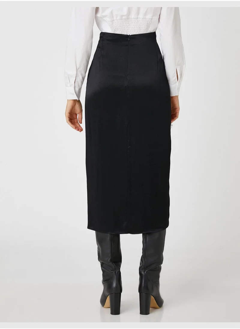 كوتون Wrapped Midi Skirt