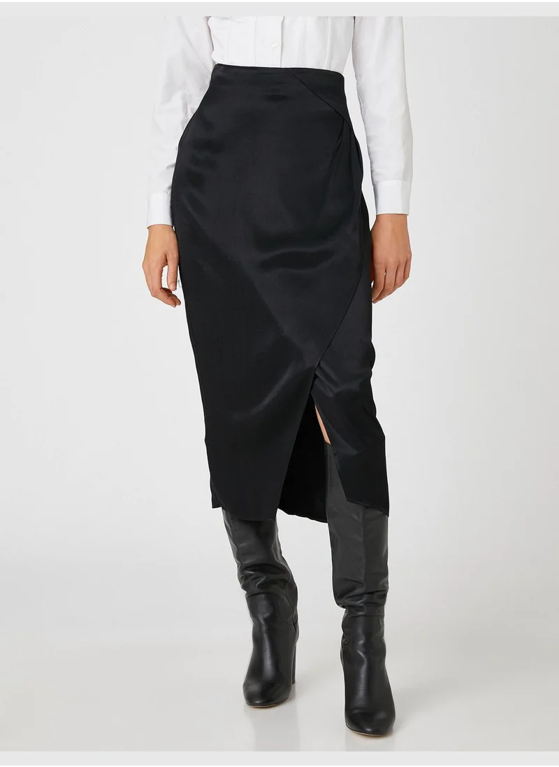 كوتون Wrapped Midi Skirt
