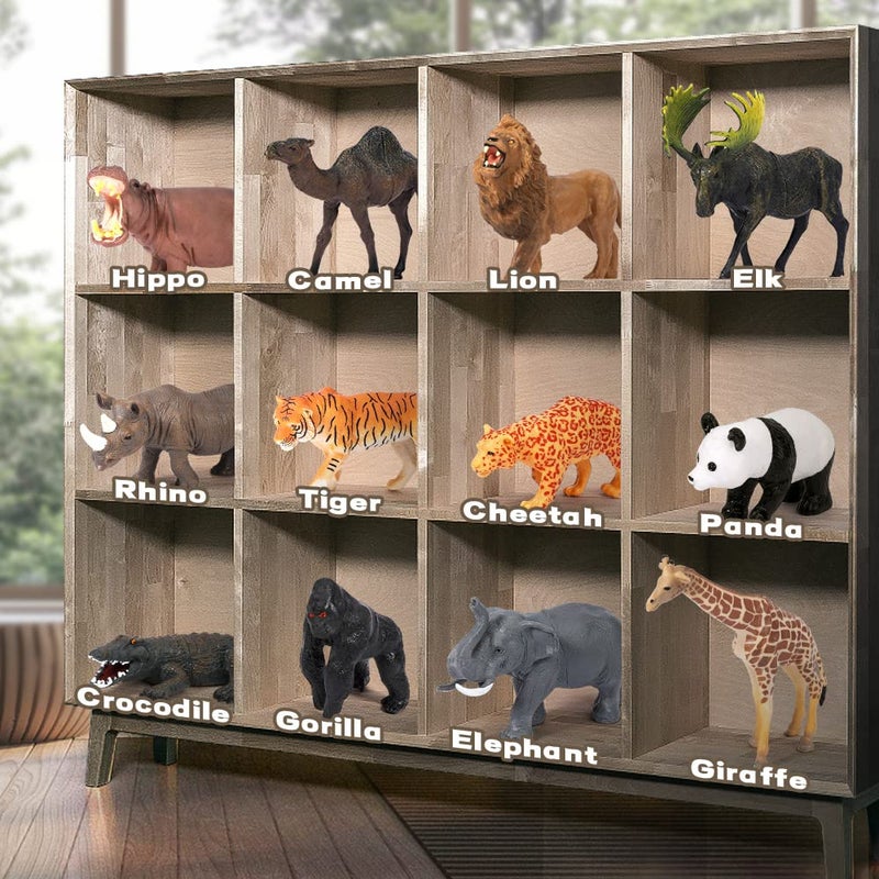 FRUSE Safari Animals Figures Toys, 12PCS Wild Zoo Figurines, Realistic African Jungle Playset With Panda, Lion, Elephant, Educational Learning Toys for Toddlers Kids 3-5 - Image 2