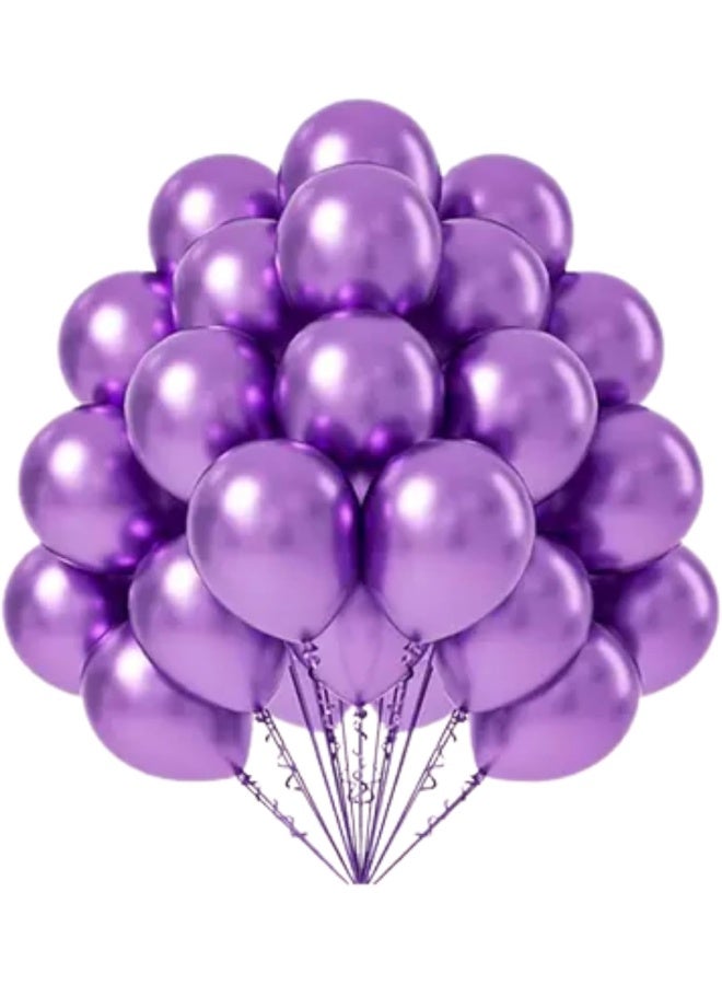 Goldedge - 50 PCS Chrome Purple Balloons, 12 Inch Shiny Latex Balloons for Festive Décor - Image 1
