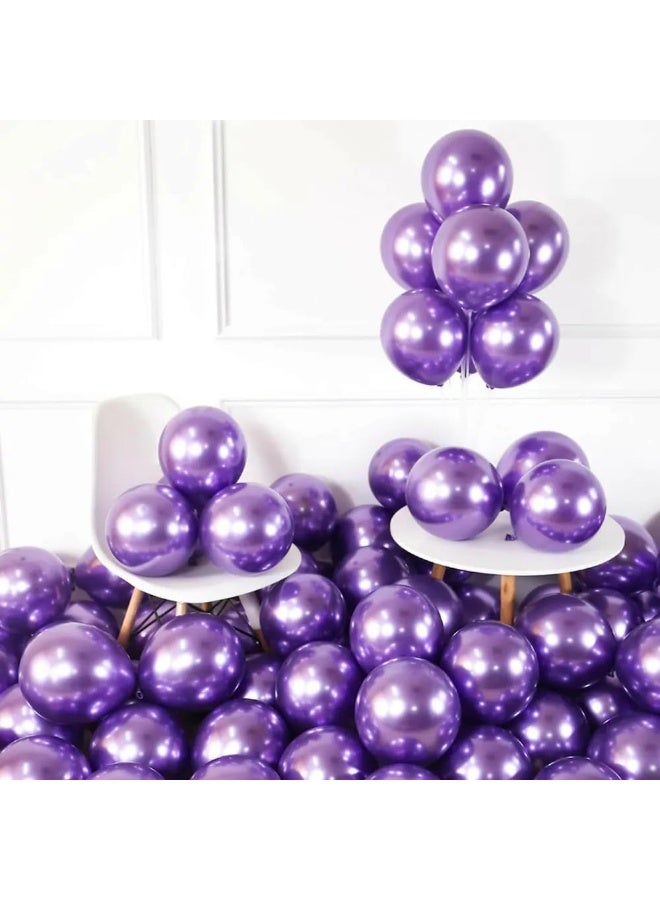 Goldedge - 50 PCS Chrome Purple Balloons, 12 Inch Shiny Latex Balloons for Festive Décor - Image 4