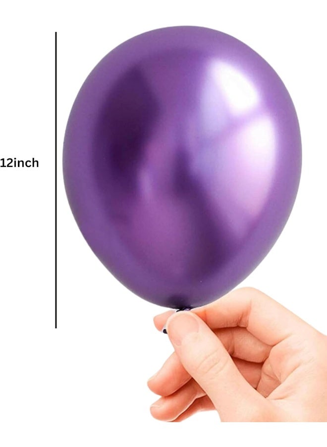 Goldedge - 50 PCS Chrome Purple Balloons, 12 Inch Shiny Latex Balloons for Festive Décor - Image 2