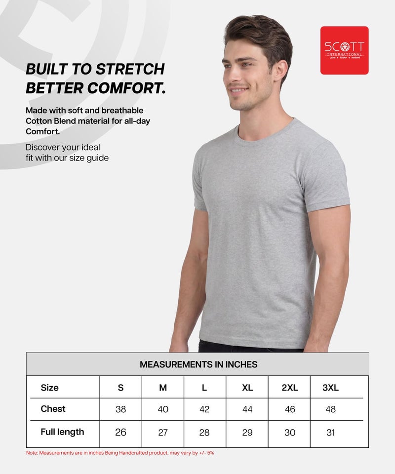Scott International Men's Regular Fit T-Shirt | Men's T-Shirt | Tshirt for Man | Pack of 3 Tshirts | Tshirt for Men Stylish | Round Neck Tshirts Multicolour - Image 4