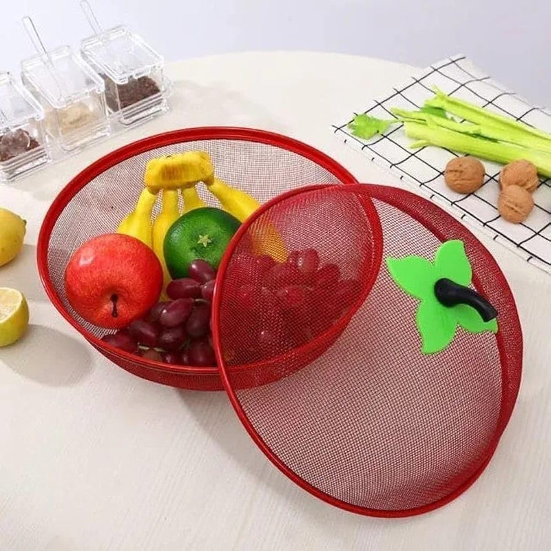 DIGALI ENTERPRISE Apple Shape Net Fruits Basket Vegetables Basket for Kitchen Fruit Basket with Net Cover Fruit and Vegetable Stand Basket Fruit Net Cover Stainles steel basket RED - Image 5