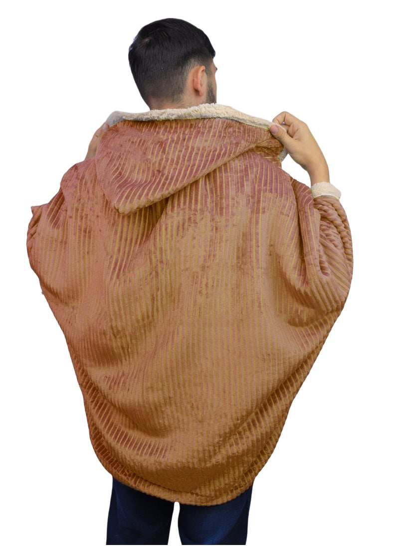نومي شال شتوي بفرو ناعم مقلم  - Image 5
