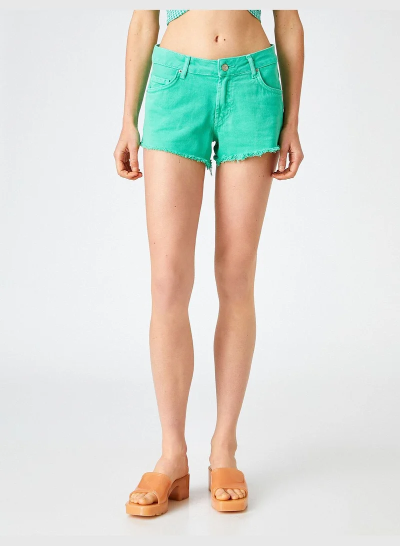 KOTON Mini Jean Short Pocket Destroyed