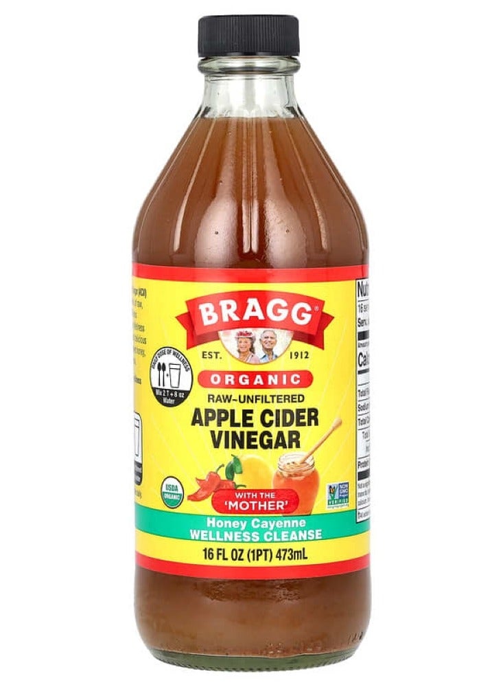 Bragg, Organic Apple Cider Vinegar With The 'Mother', Honey Cayenne, 16 fl oz (473 ml)