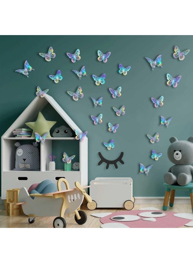 LEBOCADO 48 Pieces 3D Laser Cut Butterfly Wall Decor Set, Removable Metallic Wall Stickers For Kids Bedroom, Living Room And Wedding Party - Multicolor/Gold - Image 5