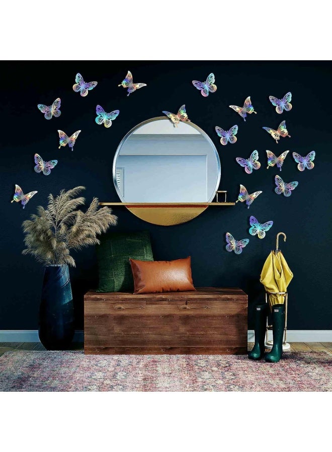 LEBOCADO 48 Pieces 3D Laser Cut Butterfly Wall Decor Set, Removable Metallic Wall Stickers For Kids Bedroom, Living Room And Wedding Party - Multicolor/Gold - Image 4