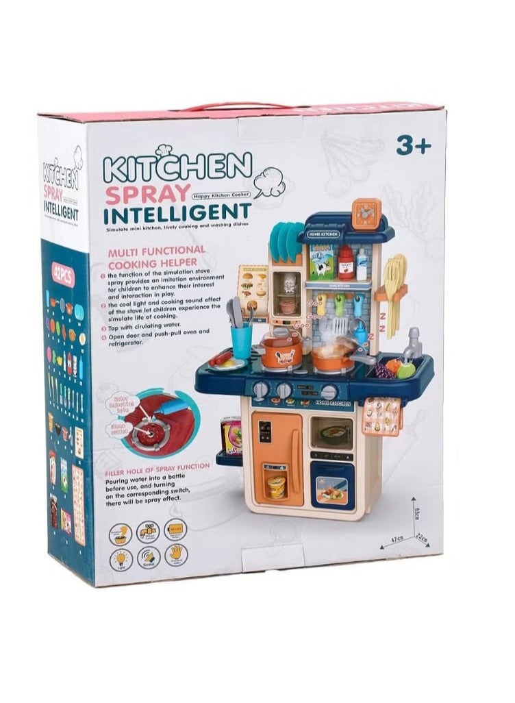 مجموعة ألعاب مطبخ تظاهرية جميلة للأطفال - 42 قطعة - للأعمار من 3 سنوات فما فوق، مع ضوء وصوت - Image 3