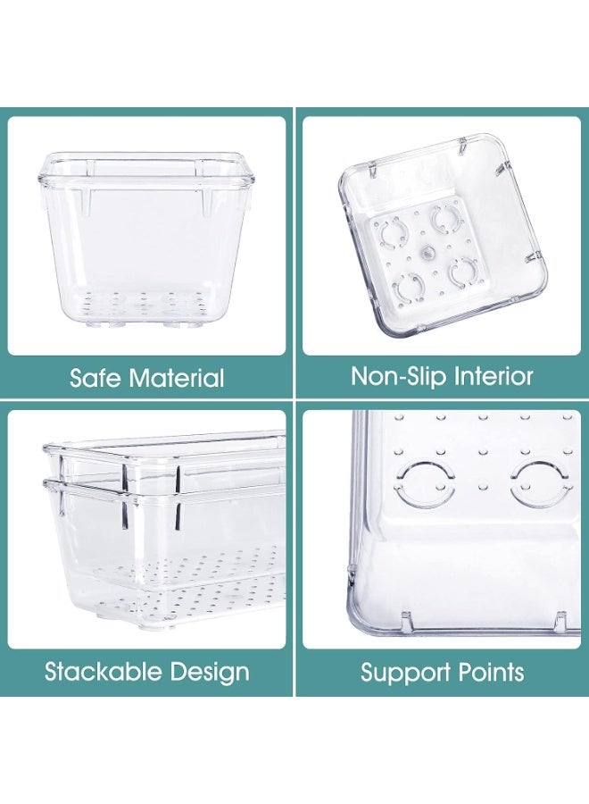 زابروس 16 قطعة من صناديق تنظيم الأدراج البلاستيكية الشفافة – صناديق تخزين قابلة للتكديس لمستحضرات التجميل، المجوهرات، أدوات المطبخ، المستلزمات المكتبية والأجهزة الصغيرة – حلول تنظيم منزلية متعددة الاستخدامات ودائمة - Image 3