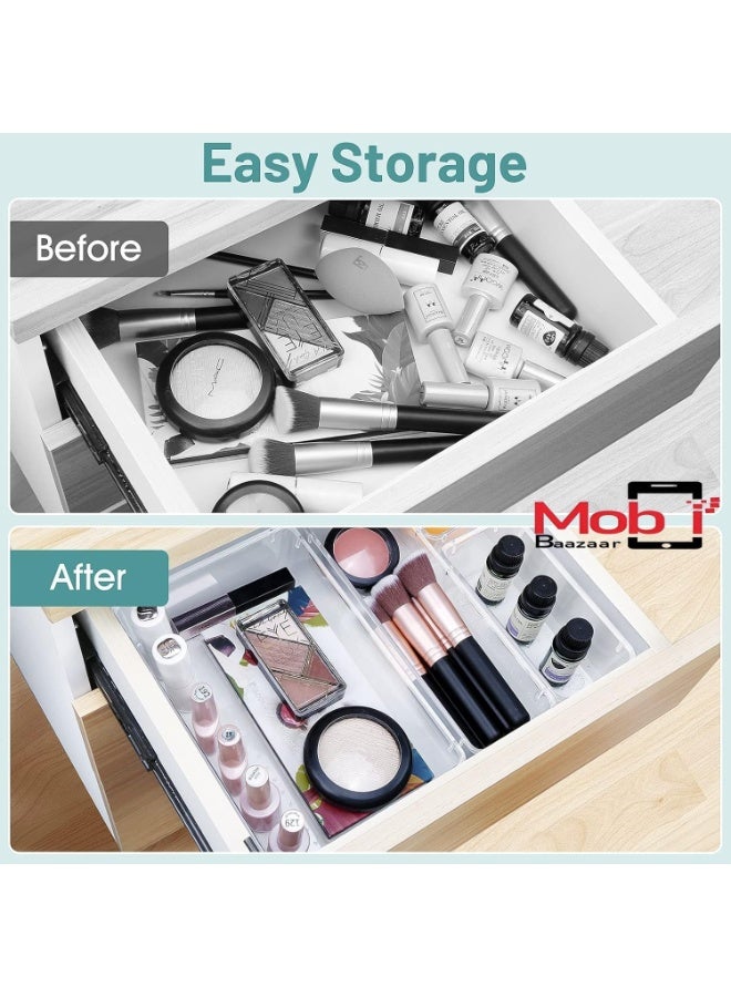 زابروس 16 قطعة من صناديق تنظيم الأدراج البلاستيكية الشفافة – صناديق تخزين قابلة للتكديس لمستحضرات التجميل، المجوهرات، أدوات المطبخ، المستلزمات المكتبية والأجهزة الصغيرة – حلول تنظيم منزلية متعددة الاستخدامات ودائمة - Image 5