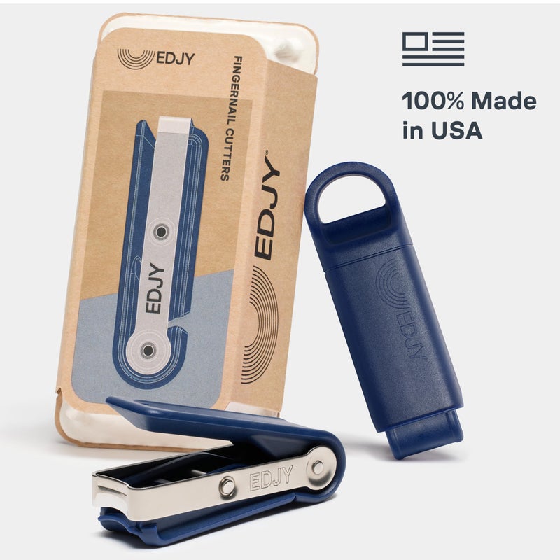EDJY Fingernail Cutter - Precision Stainless Steel Nail Cutter for Fingernails | Sharp Blade, Ergonomic Design, Durable & Rust-Resistant | Ideal for Men and Women | Navy | 2-Pack - Image 2