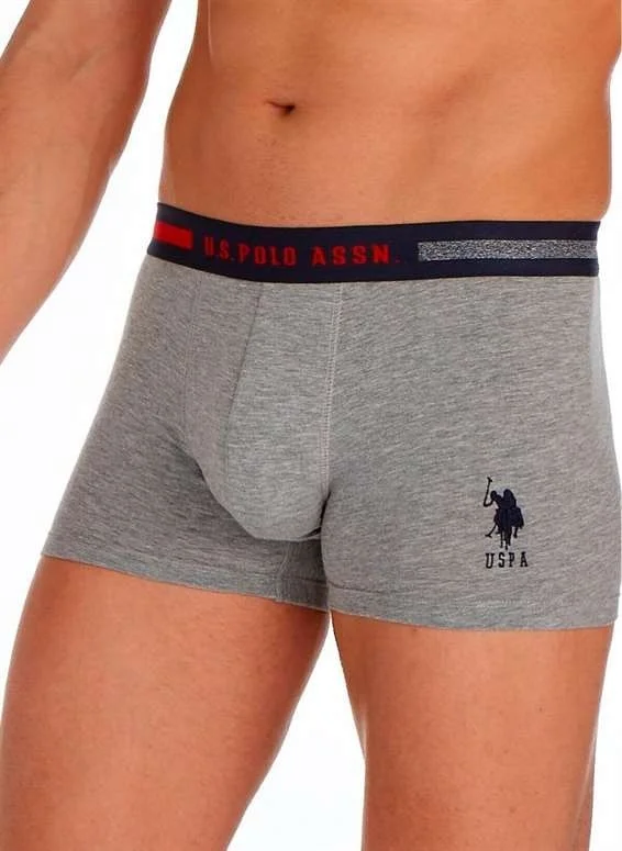 U.S. Polo Assn. Written Navy Blue Gray White 3-Pack Cotton Lycra Men's Boxer