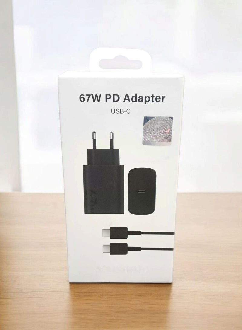 Super Fast Charge 67W Adapter With USB-C To USB-C Cable Compatible With Samsung Devices