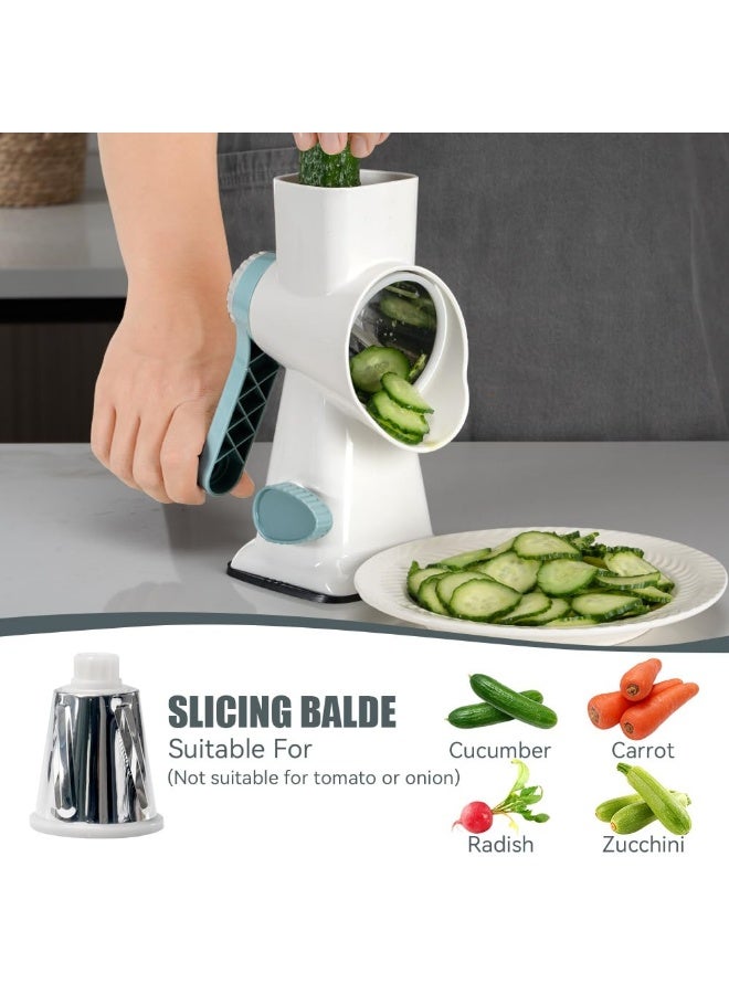 Arabest Rotary Cheese Grater Hand Crank Transparent - Shredder Slicer Grinder 3 Stainless Steel Blades, Stable Suction, Labor-Saving Handle, Safe Kitchen Tool for Cheese, Vegetable, Nuts, Chocolate - Image 2