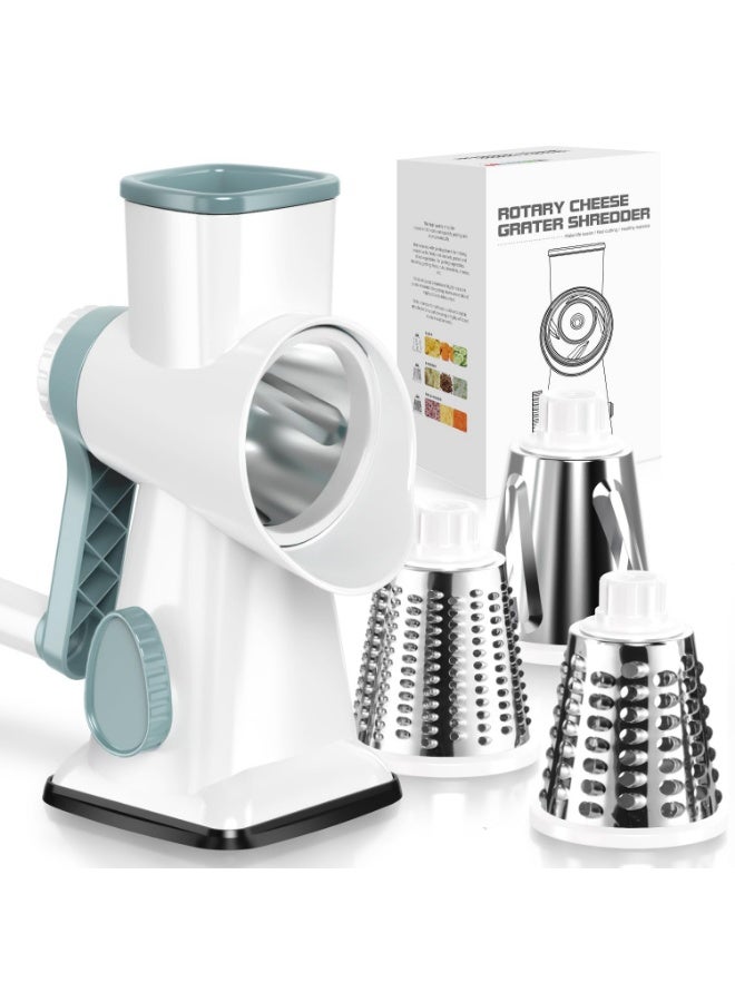 Arabest Rotary Cheese Grater Hand Crank Transparent - Shredder Slicer Grinder 3 Stainless Steel Blades, Stable Suction, Labor-Saving Handle, Safe Kitchen Tool for Cheese, Vegetable, Nuts, Chocolate - Image 1