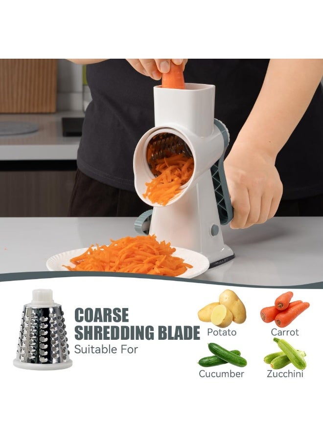 Arabest Rotary Cheese Grater Hand Crank Transparent - Shredder Slicer Grinder 3 Stainless Steel Blades, Stable Suction, Labor-Saving Handle, Safe Kitchen Tool for Cheese, Vegetable, Nuts, Chocolate - Image 3