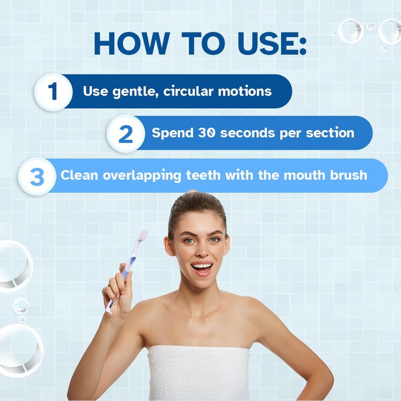 STIM Unique Manual Toothbrush For Adults, Precise Cleaning, Super Soft Bristles, Comes With Mouth-Brush, Pack Of 3,White - Image 5