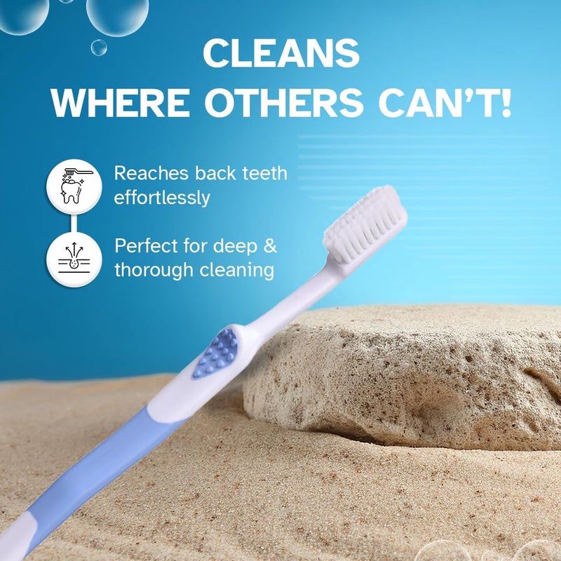 STIM Unique Manual Toothbrush For Adults, Precise Cleaning, Super Soft Bristles, Comes With Mouth-Brush, Pack Of 3,White - Image 2
