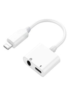 Dual Adapter from Lightning Port to 3.5mm Headphone (Aux) White