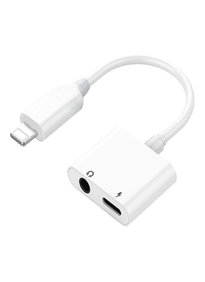 NIBEMINENT - Dual Adapter from Lightning Port to 3.5mm Headphone (Aux) White - Image 1