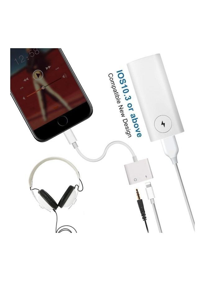 NIBEMINENT - Dual Adapter from Lightning Port to 3.5mm Headphone (Aux) White - Image 1