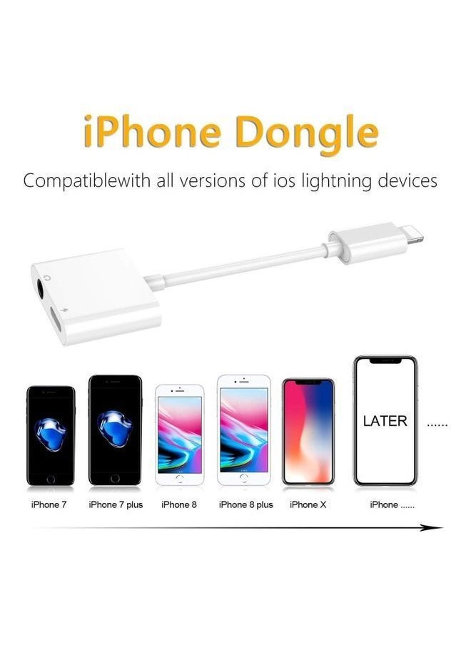 NIBEMINENT - Dual Adapter from Lightning Port to 3.5mm Headphone (Aux) White - Image 1