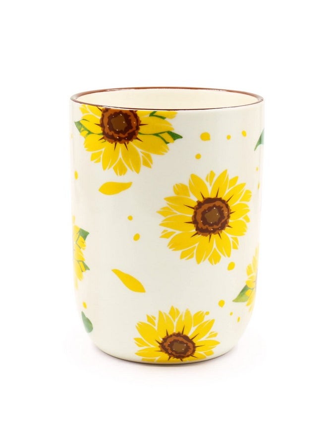 Nefelibata - Utensil Holder Nefelibata Sunflower Ceramic Utensil Crock Kitchen Storage Pottery Spatula Canisters For Hearth Countertop Organizer Spoon Rest Modern Farmhouse Cooking Tools Gift - Image 1