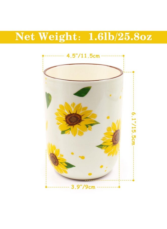 Nefelibata - Utensil Holder Nefelibata Sunflower Ceramic Utensil Crock Kitchen Storage Pottery Spatula Canisters For Hearth Countertop Organizer Spoon Rest Modern Farmhouse Cooking Tools Gift - Image 1
