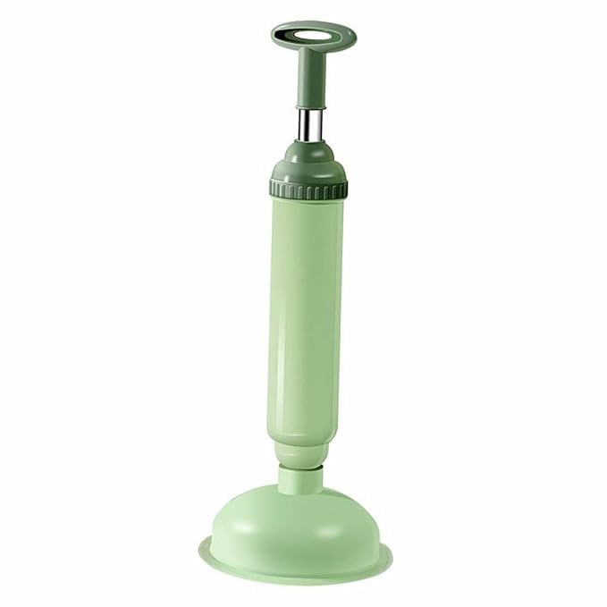 NYCTAN Toilet Cleaner Drain Dredger Pump Air High Pressure Plunger for Toilet, Bathroom, Sink, washroom, unblock with One Loose and One Push Black Color (Green) - Image 1
